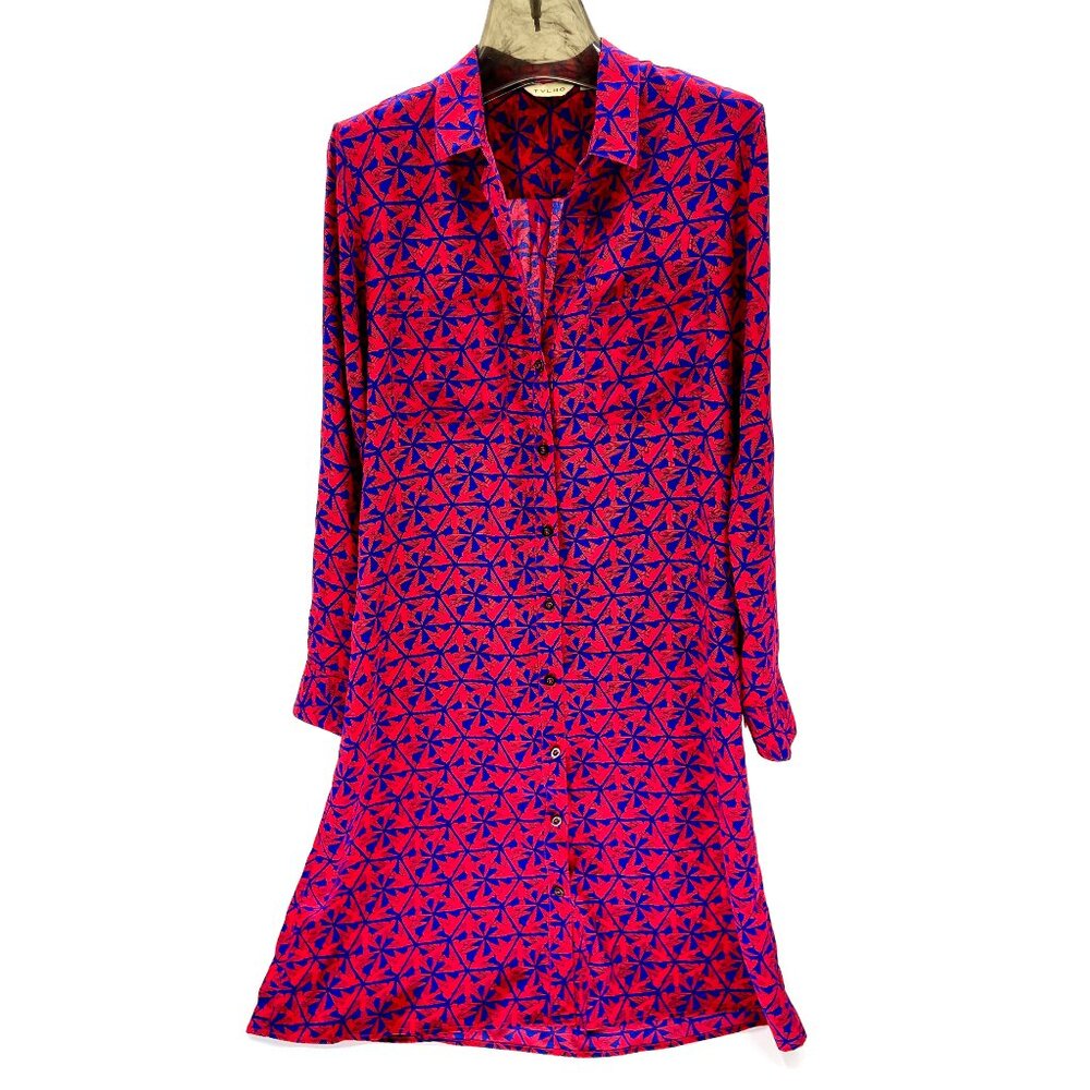 ANTHRO silk bird print shirt dress from THYLO Large